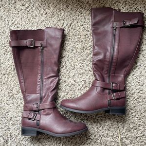 Double Buckle Wide-Width Side Zip Knee Boot
